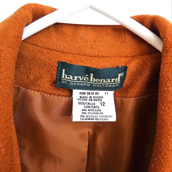 Harvé Benard Holtzman Women's Wool/Cashmere Burnt Orange Skirt Suit Set Sz L(12) - Picture 10 of 10